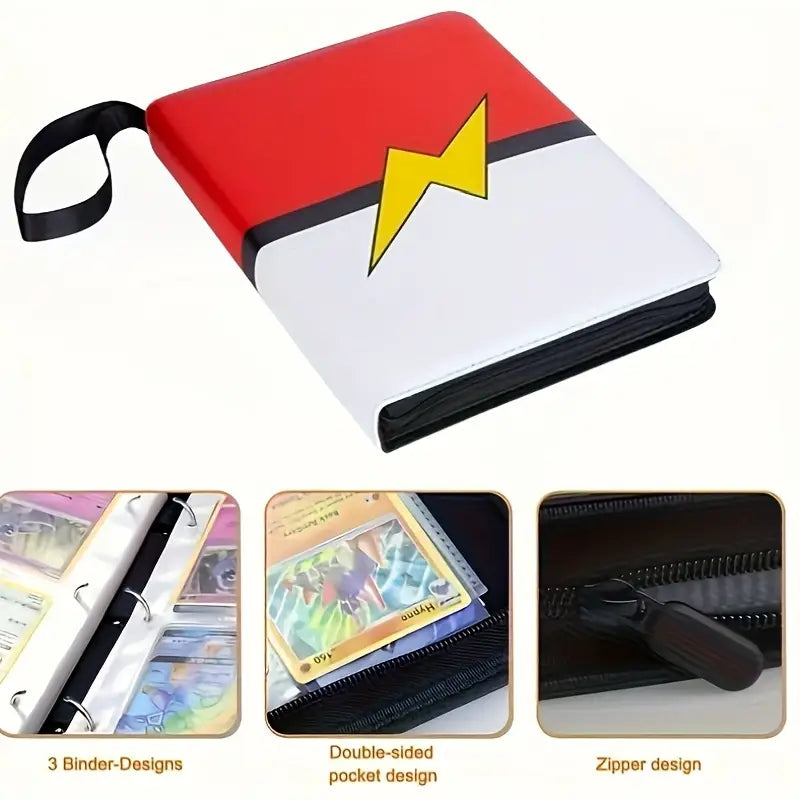 400 Slot Pokemon Theme Trading Card Binder – Card Collection Album with 50 Detachable Protective Sleeves