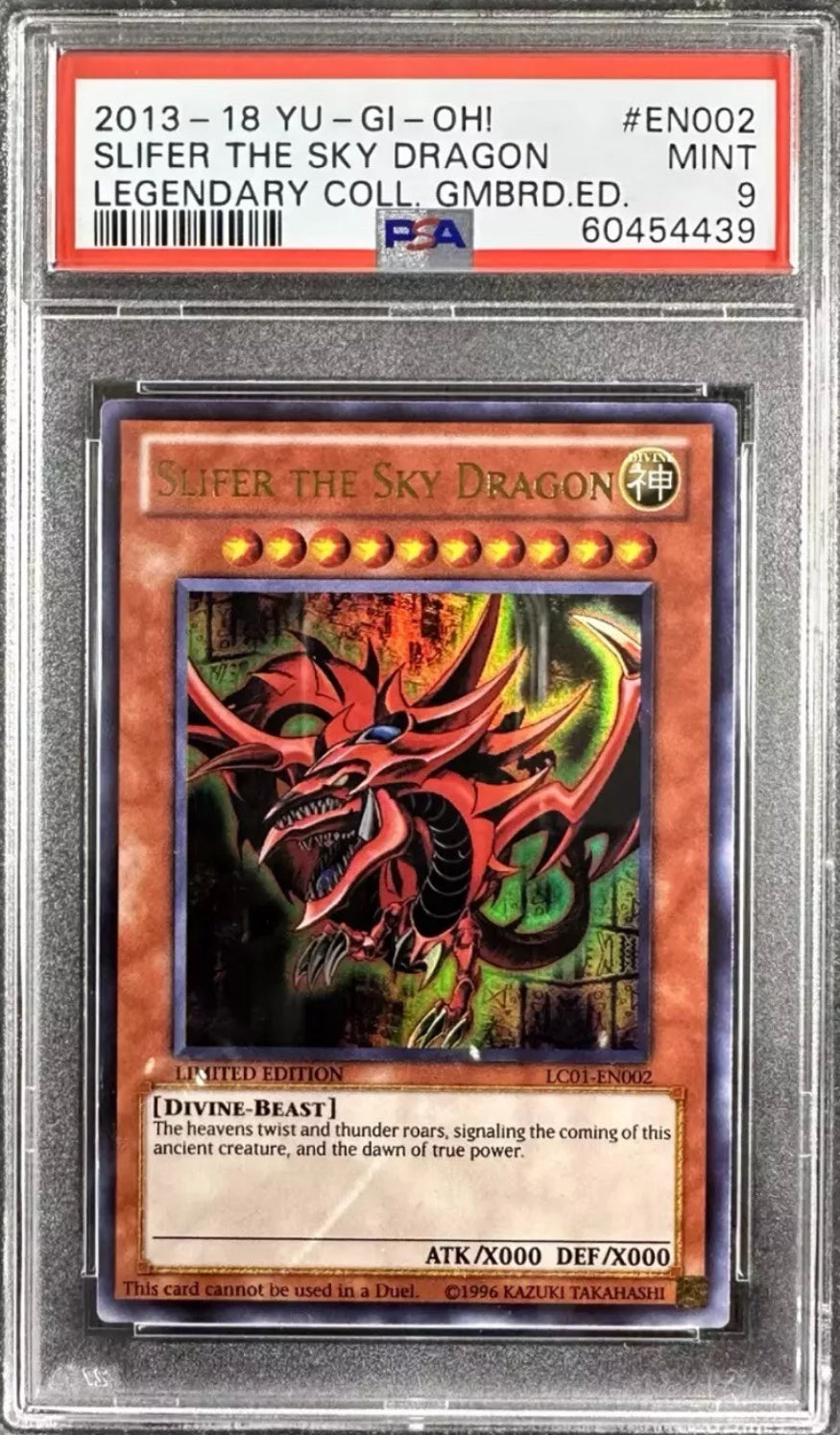 Slifer The Sky Dragon, LC01 EN002, Legendary Collection 1 PSA 9 Mint