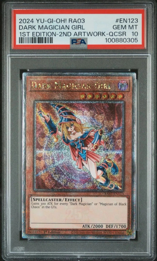 Dark Magician Girl – RA03-EN123 QCSR 1st Edition (2nd Artwork) PSA 10